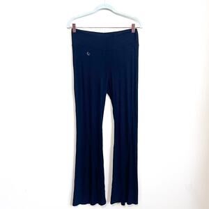 JJ Winks Womens Ribbed Knit Pants Size M‎ Black Flare Leg Pull On Stretch Lounge